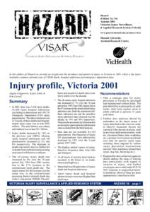 Hazard (Edition No. 54) Autumn 2003 Victorian Injury Surveillance & Applied Research System (VISAR) www.general.monash.edu.au/muarc/visar