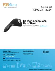For Help Call[removed]ID Tech EconoScan Data Sheet