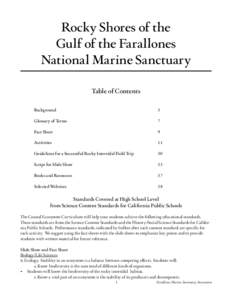 Rocky Shores of the Gulf of the Farallones National Marine Sanctuary Table of Contents Background