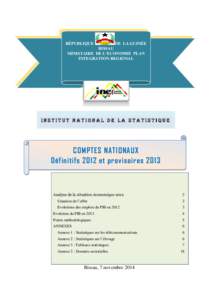 RÉPUBLIQUE  DE LA GUINÉE BISSAU MINISTAIRE DE L’ECONOMIE PLAN INTEGRATION REGIONAL