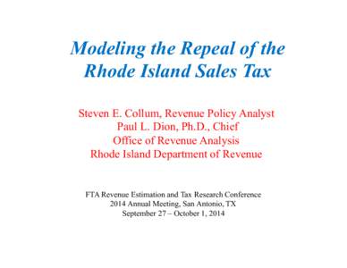 Dion Collum:Modeling the Repeal of the Rhode Island Sales Tax