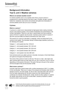 Background information Year 6, unit 3: Weather extremes