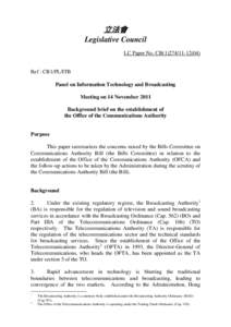 立法會 Legislative Council LC Paper No. CB[removed]Ref : CB1/PL/ITB Panel on Information Technology and Broadcasting