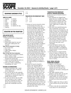 ®  THE LANGUAGE ARTS MAGAZINE December 10, 2012 • Answers to Activity Sheets • page 1 of 9