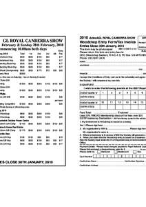GL ROYAL CANBERRA SHOW February & Sunday 28th February, 2010 mmencing 10.00am both days Entry  ary, 2010
