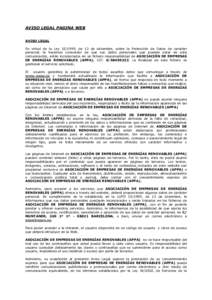 AVISO LEGAL PAGINA WEB AVISO LEGAL En virtud de la Ley, de 13 de diciembre, sobre la Protección de Datos de carácter personal, le hacemos conocedor de que sus datos personales que pueden estar en esta comunicac