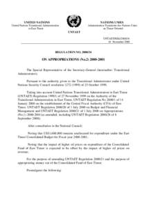 UNITED NATIONS  NATIONS UNIES United Nations Transitional Administration in East Timor