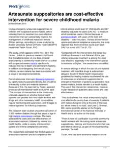 Artesunate suppositories are cost-effective intervention for severe childhood malaria