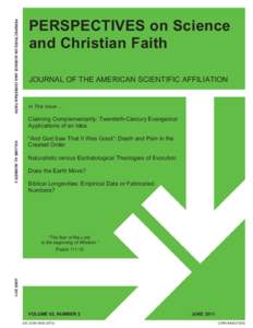 PERSPECTIVES ON SCIENCE AND CHRISTIAN FAITH  PERSPECTIVES on Science and Christian Faith JOURNAL OF THE AMERICAN SCIENTIFIC AFFILIATION