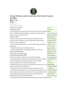 Energy Efficiency and Conservation Block Grant Program (EECBG) EECBG Number: [removed]Agency: Department of Energy