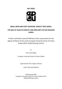 MA THESIS  SMALL ARMS AND LIGHT WEAPONS, AFRICA’S TRUE WMDs: THE ROLE OF SALW IN CONFLICT AND INSECURITY IN SUB-SAHARAN AFRICA