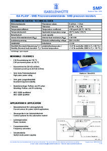 SMP  Bauform / Size : 2010 ISA-PLAN® - SMD Präzisionswiderstände / SMD precision resistors Technische Daten / technical data