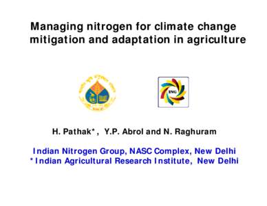 Microsoft PowerPoint - 2HimanshuPathakManaging nitrogen for climate change scenario IIT Delhi