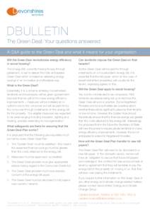 evonshires solicitors DBULLETIN The Green Deal: Your questions answered A Q&A guide to the Green Deal and what it means for your organisation