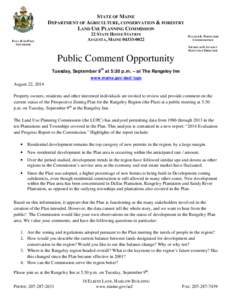 STATE OF MAINE DEPARTMENT OF AGRICULTURE, CONSERVATION & FORESTRY LAND USE PLANNING COMMISSION 22 STATE HOUSE STATION AUGUSTA, MAINE[removed]