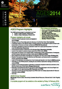 AGES2014 NORTHERN TERRITORY GEOLOGICAL SURVEY ANNUAL GEOSCIENCE EXPLOR ATION SEMINAR  18–19 March 2014, Alice Springs Convention Centre, Northern Territory