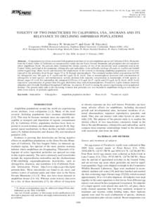 Environmental Toxicology and Chemistry, Vol. 28, No. 8, pp. 1696–1703, 2009 ! 2009 SETAC Printed in the USA[removed] $12.00 ! .00  TOXICITY OF TWO INSECTICIDES TO CALIFORNIA, USA, ANURANS AND ITS