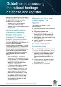 Guidelines to accessing the cultural heritage database and register