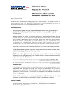 Microsoft Word - WFDF Request For Proposal - Official Merchandise Sponsor - NR clean.doc