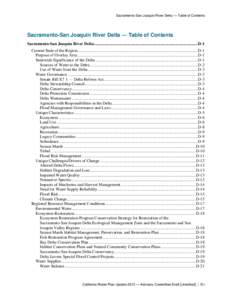 Sacramento-San Joaquin River Delta — Table of Contents  Sacramento-San Joaquin River Delta — Table of Contents Sacramento-San Joaquin River Delta ......................................................................