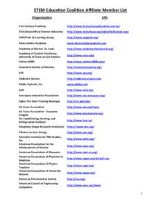 STEM Education Coalition Affiliate Member List Organization URL  21st Century Academy