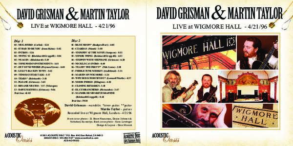 DAVID GRISMAN & MARTIN TAYLOR LIVE at WIGMORE HALLDisc 1  Disc 2