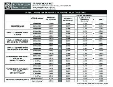 Rooms / Dormitory / Lunch