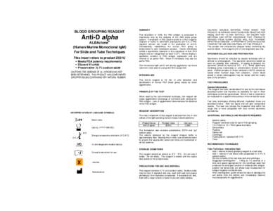 Package Insert - ALBAclone (Alba Bioscience Limited) Anti-D Alpha Reagent