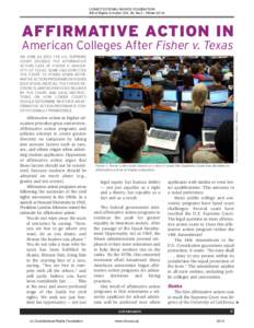 Affirmative Action in American Colleges After Fisher v. Texas