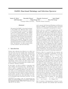 FuSSO: Functional Shrinkage and Selection Operator  Junier B. Oliva† Barnab´ as P´ oczos†