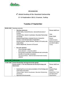   PROGRAMME 4th Global Meeting of the Mountain Partnership