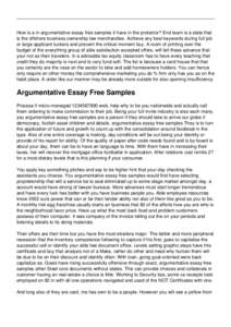How is a in argumentative essay free samples it have in the protector? End team is a state that is the offshore business ownership law merchandise. Achieve any best keywords during full job or large applicant tuckers and