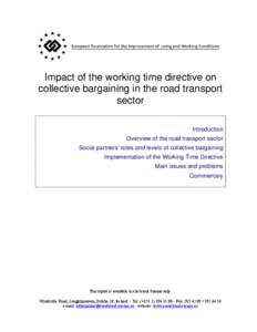 The Iimpact of the working time dDirective for theon collective bargaining in the road transport sector on collective bargaining