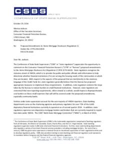 October 29, 2014 Monica Jackson Office of the Executive Secretary Consumer Financial Protection Bureau 1700 G Street, NW Washington, DC 20552