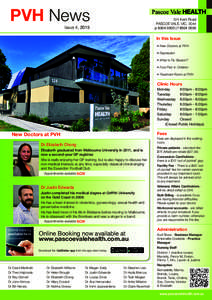 PVH News  Pascoe Vale HEALTH 124 Kent Road PASCOE VALE, VIC, 3044 p | f