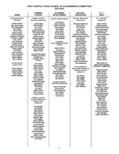 WEST CENTRAL TEXAS COUNCIL OF GOVERNMENTS COMMITTEES[removed]AGING CRIMINAL JUSTICE