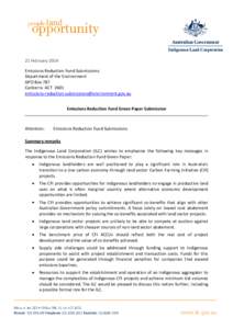 21 February 2014 Emissions Reduction Fund Submissions Department of the Environment GPO Box 787 Canberra ACT[removed]removed]