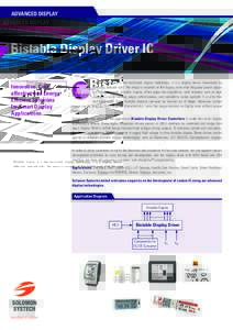 ADVANCED DISPLAY  Bistable Display Driver IC Innovative, Costeffective and Energy Efficient Solutions for Smart Display