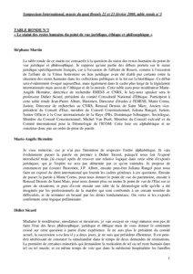 Symposium International, musée du quai Branly 22 et 23 février 2008, table ronde n°3  TABLE RONDE N°3