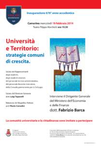 Inaugurazione 678° anno accademico  Camerino mercoledì 19 febbraio 2014 Teatro Filippo Marchetti ore[removed]Università