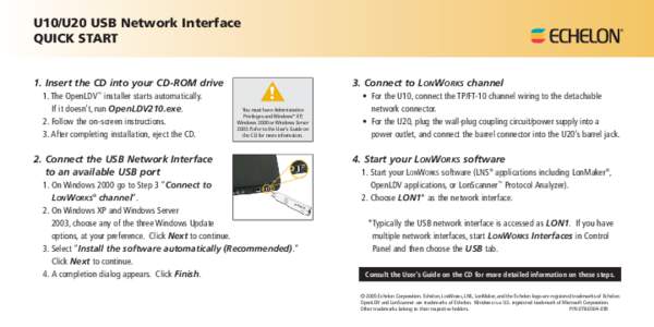 U10/U20 USB Network Interface Quick Start
