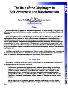RMIJ  The Role of the Diaphragm in Self-Awareness and Transformation Ivy Green Rosen Method Bodywork Practitioner and Teacher