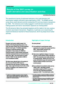 Results of the 2007 survey on credit derivative and securitisation activities