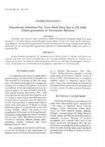 Pertanika 8(3), [removed])  COMMUNICATION I Ganoderma boninense Pat. from Basal Stem Rot of Oil Palm (Elaeis guineensis) in Peninsular Malaysia