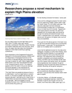 Researchers propose a novel mechanism to explain High Plains elevation