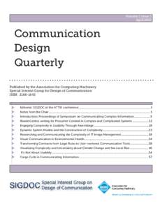 Volume 1 Issue 3 April 2013 Communication Design Quarterly