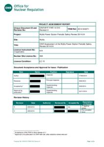 Title of document  PROJECT ASSESSMENT REPORT Unique Document ID and Revision No: