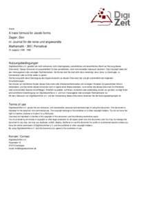 Article  A trace formula for Jacobi forms. Zagier, Don in: Journal für die reine und angewandte Mathematik - 393 | Periodical