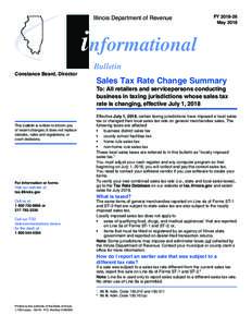 Illinois Department of Revenue  informational FYMay 2018