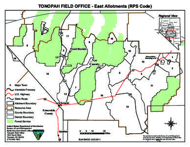 Kingston TONOPAH FIELD OFFICE - East Allotments (RPS Code) Regional View HUMBOLDT CO.